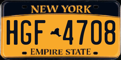 NY license plate HGF4708