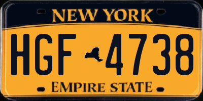 NY license plate HGF4738