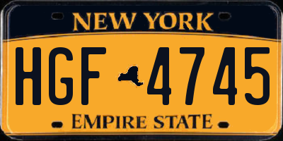 NY license plate HGF4745