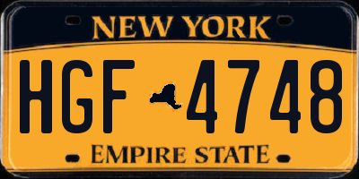 NY license plate HGF4748