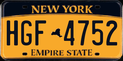 NY license plate HGF4752