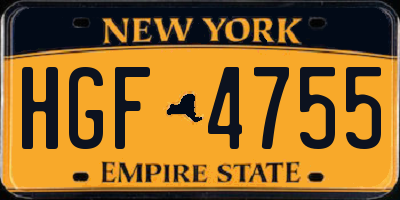 NY license plate HGF4755