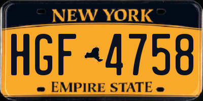 NY license plate HGF4758