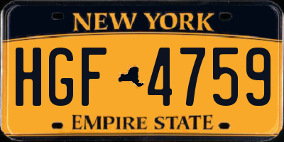 NY license plate HGF4759