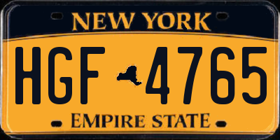 NY license plate HGF4765