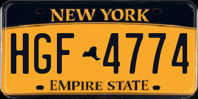 NY license plate HGF4774