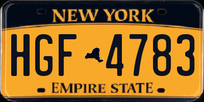 NY license plate HGF4783