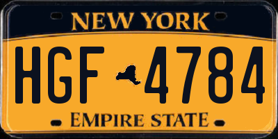 NY license plate HGF4784