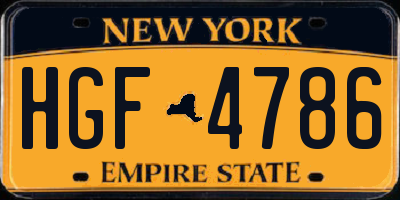 NY license plate HGF4786