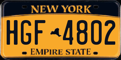 NY license plate HGF4802