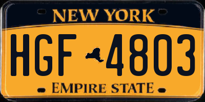 NY license plate HGF4803