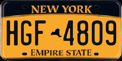 NY license plate HGF4809