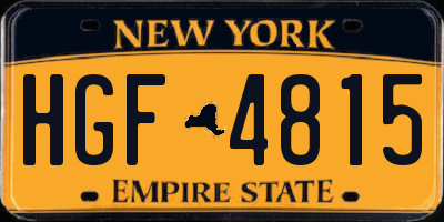 NY license plate HGF4815