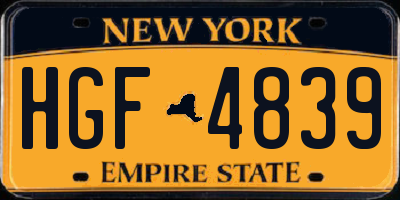 NY license plate HGF4839