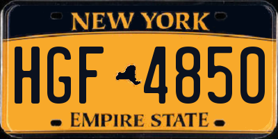 NY license plate HGF4850
