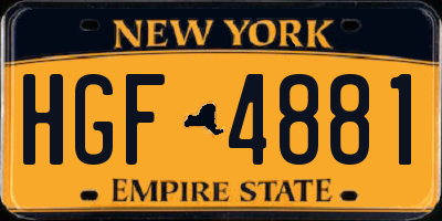 NY license plate HGF4881