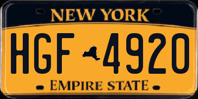 NY license plate HGF4920