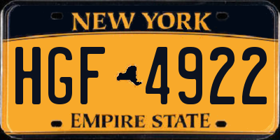 NY license plate HGF4922