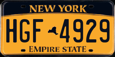 NY license plate HGF4929
