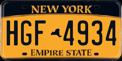 NY license plate HGF4934