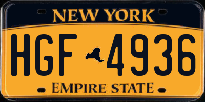 NY license plate HGF4936