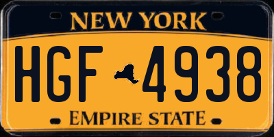 NY license plate HGF4938