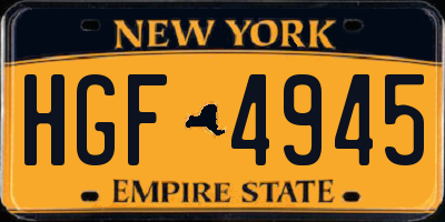 NY license plate HGF4945