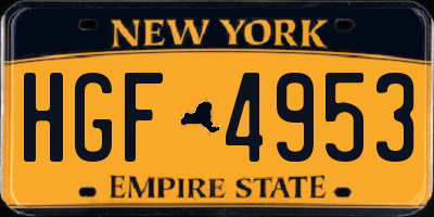 NY license plate HGF4953