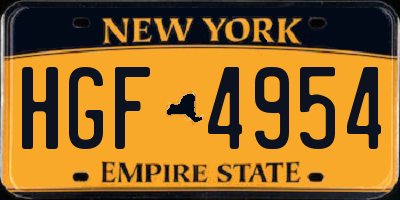 NY license plate HGF4954