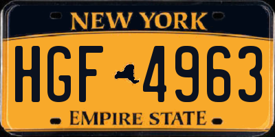 NY license plate HGF4963