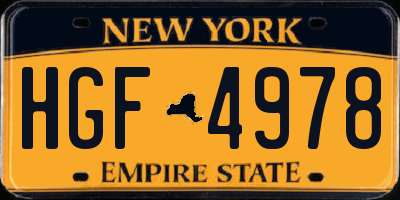 NY license plate HGF4978