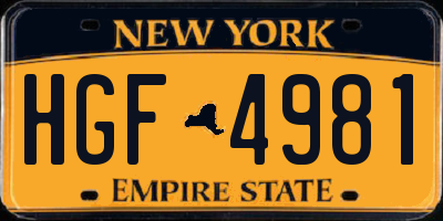 NY license plate HGF4981