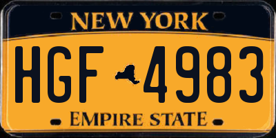 NY license plate HGF4983