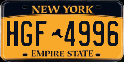 NY license plate HGF4996