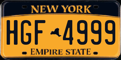 NY license plate HGF4999