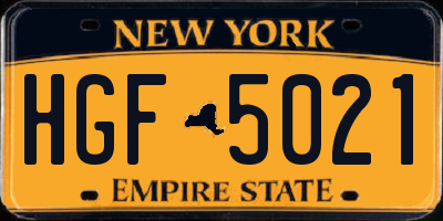 NY license plate HGF5021