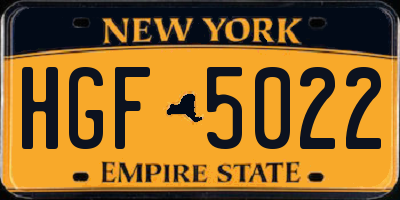 NY license plate HGF5022