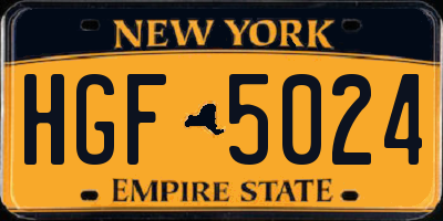 NY license plate HGF5024