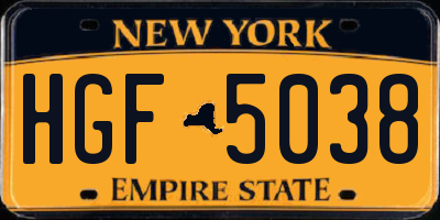 NY license plate HGF5038