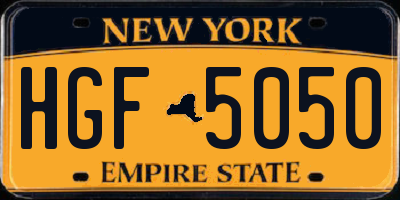 NY license plate HGF5050