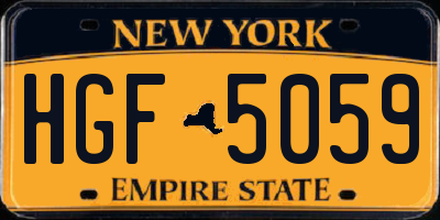 NY license plate HGF5059