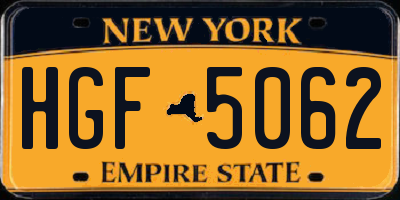 NY license plate HGF5062