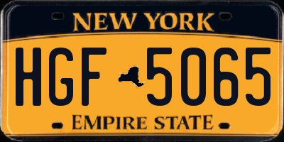 NY license plate HGF5065