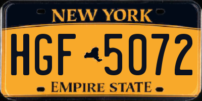 NY license plate HGF5072