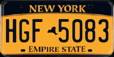 NY license plate HGF5083