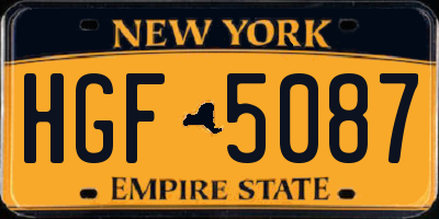 NY license plate HGF5087