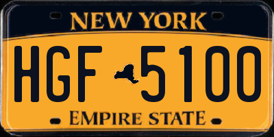 NY license plate HGF5100