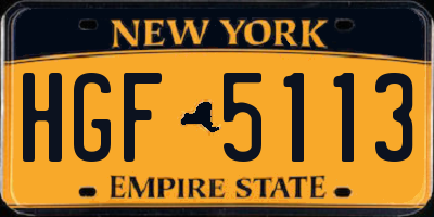 NY license plate HGF5113