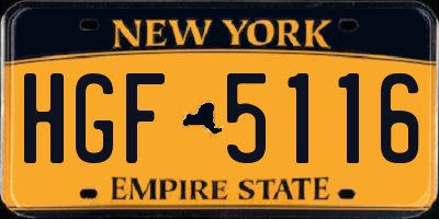 NY license plate HGF5116