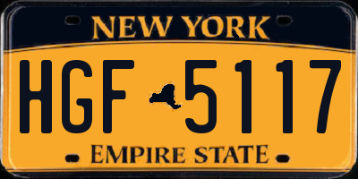 NY license plate HGF5117
